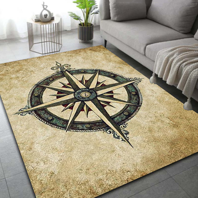 Commercial Kitchen Floor - Retro Compass Map World Map Area