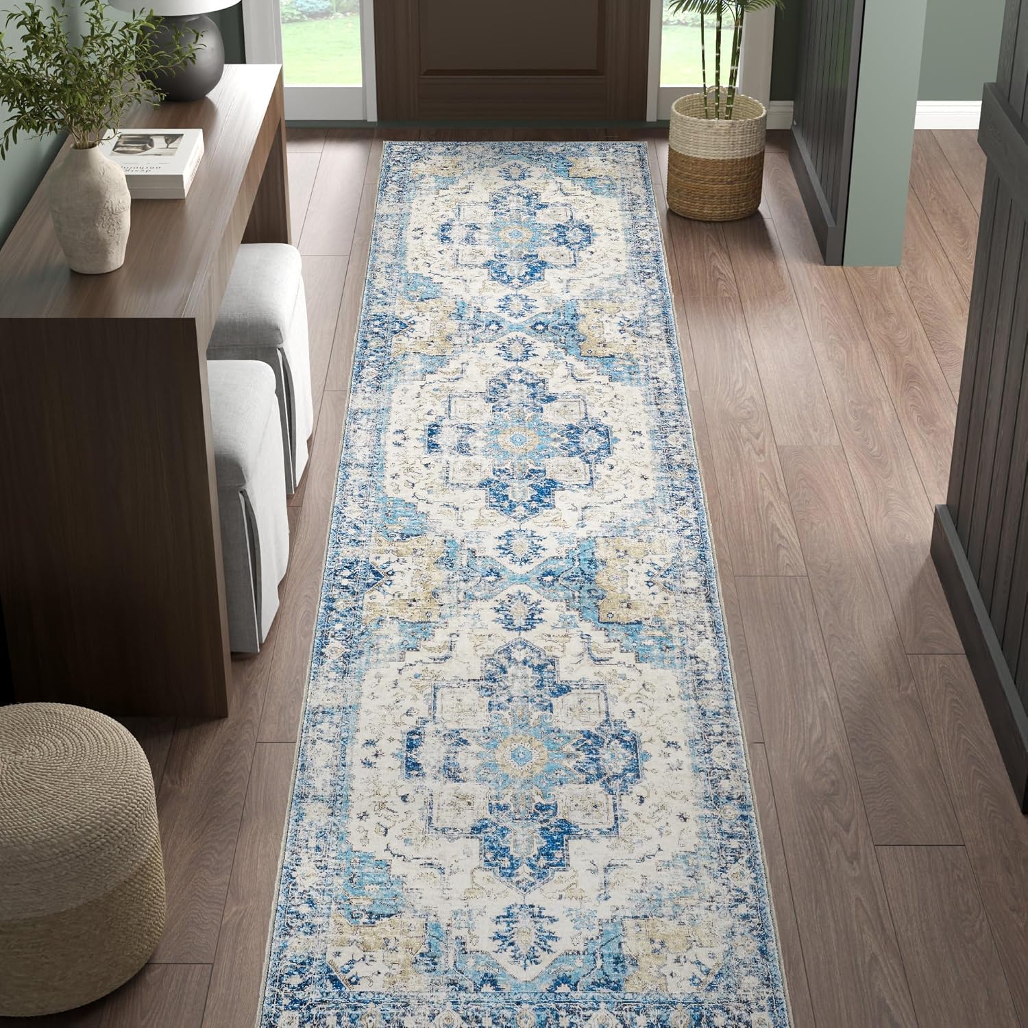 Commercial Kitchen Floor - VIKAMA Bohemian Runner Rug Anti-Slip Lightweight