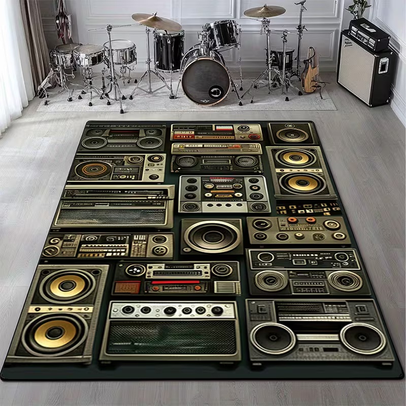 Commercial Kitchen Floor - Classic Music Vintage Vinyl Record Carpet