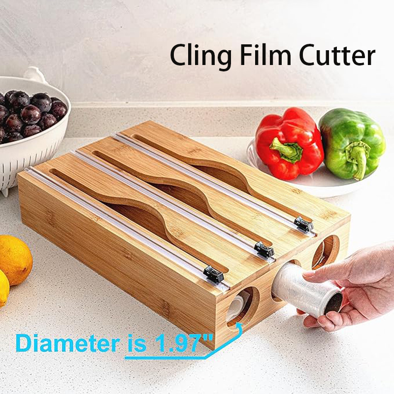 3 In 1 Bamboo Foil Cling Film  - Commercial Kitchen Utensil Organizer review and price