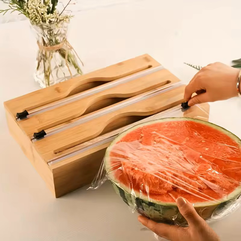 3 In 1 Bamboo Foil Cling Film  - Commercial Kitchen Utensil Organizer review and price