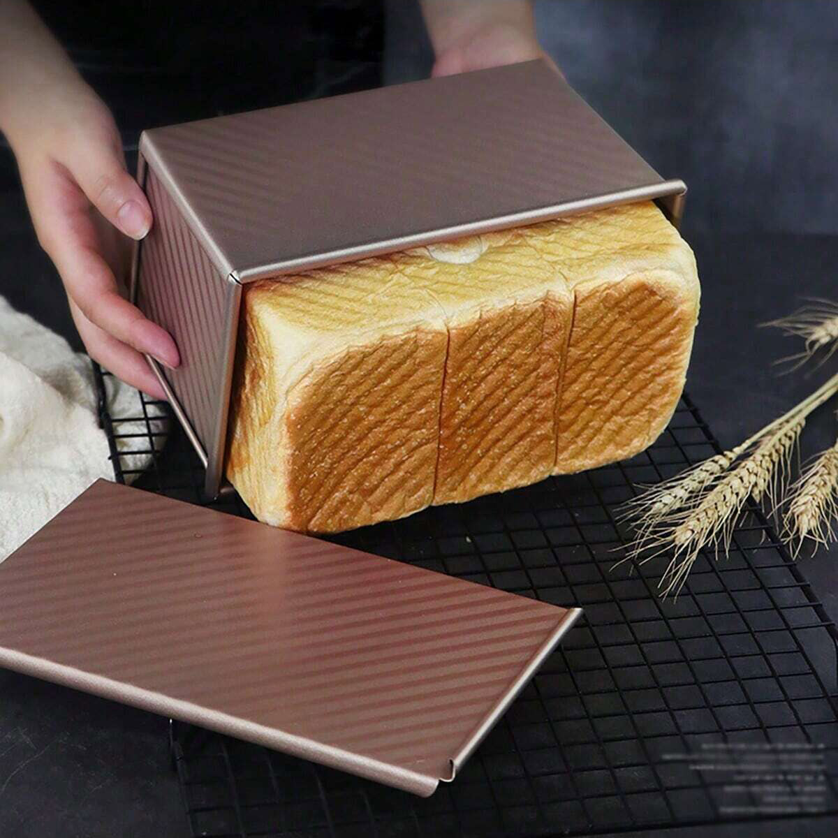 1pc Golden  Loaf Pan with Lid  - Rotary Bakery Oven review and price
